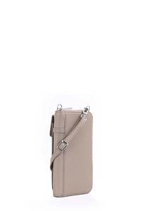 Stone Grey Leather Phone Bag