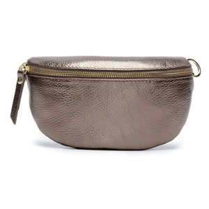 Bronze small leather crossbody bag