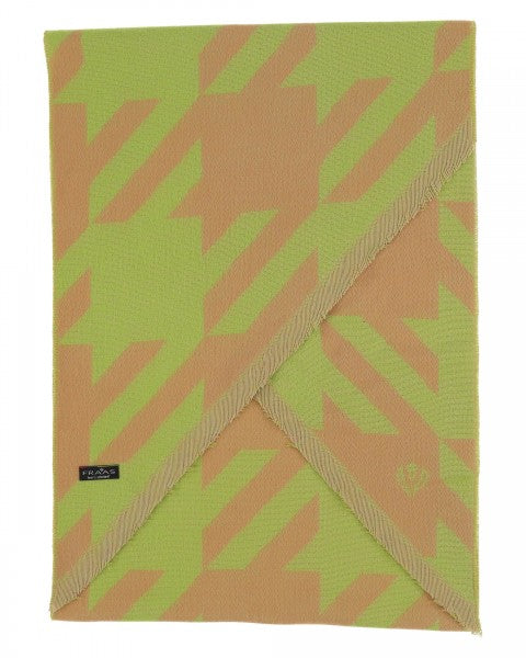 Lime Green and Beige Print Scarf