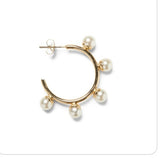 Gold Hoops with Pearls