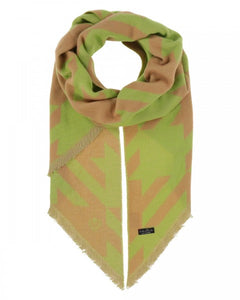 Lime Green and Beige Print Scarf