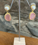 Pink and pearl drop earrings