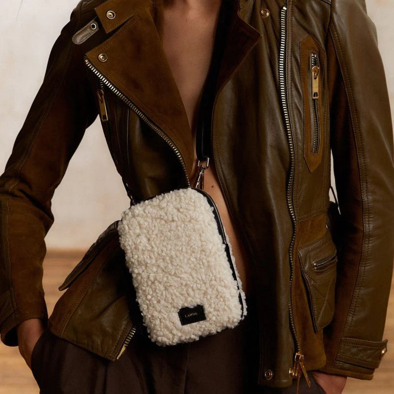 Shearling Leather Phone Bag