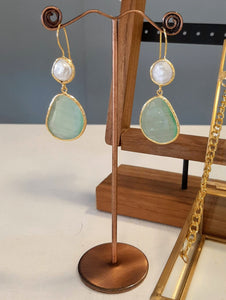 Mint Green and Mother of Pearl Drops