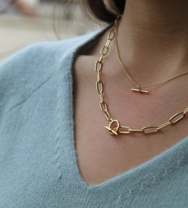 Gold T Bar Chunky Necklace