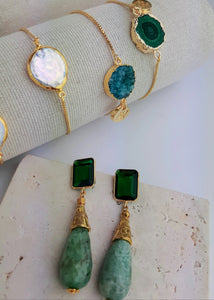 Green Onyx and Amazonite Earrings